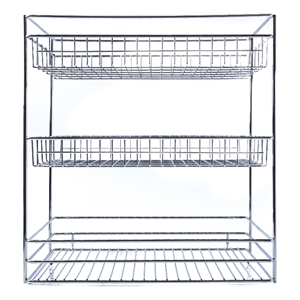 Pemberly Row 3 Tier Pull Out Kitchen Cabinet Basket Organizer in Silver