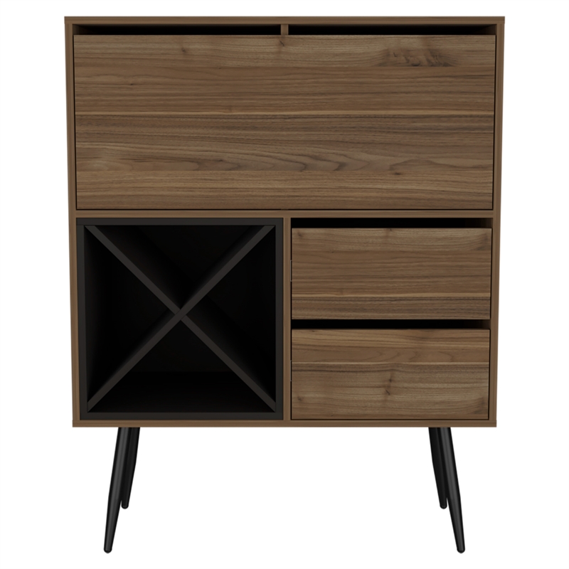 Pemberly Row Bar Cabinet with Bottle Racks 45.6in High in Brown