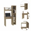 Pemberly Row Desk with Hutch and Keyboard Tray 38.7in Wide in Beige