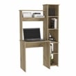 Pemberly Row Desk with Hutch and Keyboard Tray 38.7in Wide in Beige