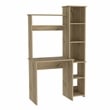 Pemberly Row Desk with Hutch and Keyboard Tray 38.7in Wide in Beige