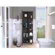 Pemberly Row Tall Linen Storage Cabinet 62.2in High in Smoky Oak