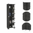 Pemberly Row Tall Linen Storage Cabinet 62.2in High in Smoky Oak