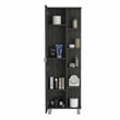 Pemberly Row Tall Linen Storage Cabinet 62.2in High in Smoky Oak