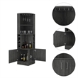 Pemberly Row Corner Bar and Wine Cabinet 71.1in High in Smoky Oak