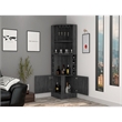 Pemberly Row Corner Bar and Wine Cabinet 71.1in High in Smoky Oak