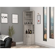 Pemberly Row Corner Bar and Wine Cabinet 71.1in High in Light Gray