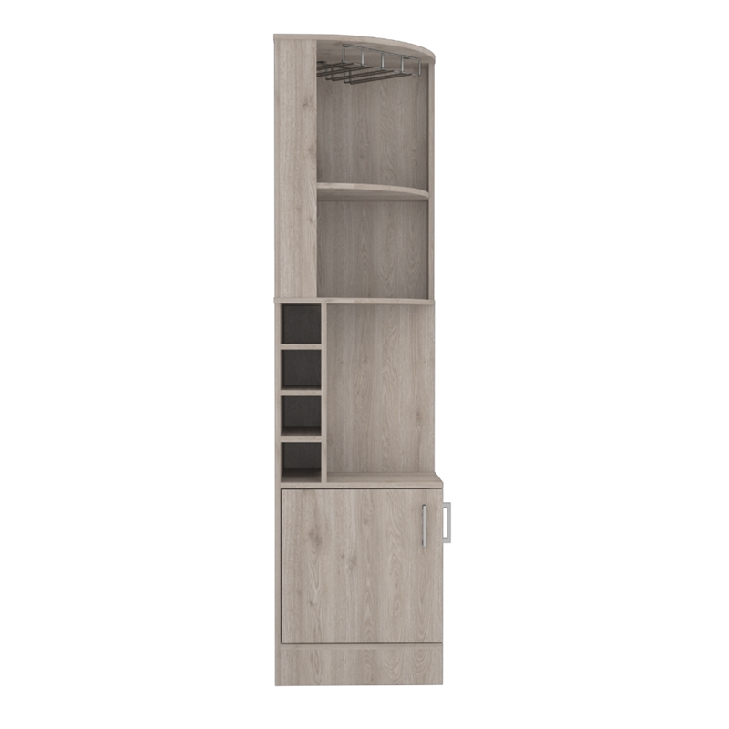 Pemberly Row Corner Bar and Wine Cabinet 71.1in High in Light Gray