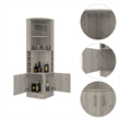 Pemberly Row Corner Bar and Wine Cabinet 71.1in High in Light Gray