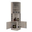 Pemberly Row Corner Bar and Wine Cabinet 71.1in High in Light Gray