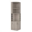 Pemberly Row Corner Bar and Wine Cabinet 71.1in High in Light Gray