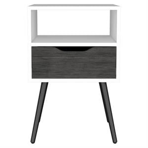 Pemberly Row Nightstand with Drawer and Shelf 24.8in High in White