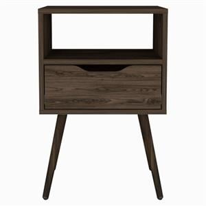 Pemberly Row Nightstand with Drawer and Shelf 24.8in High in Brown