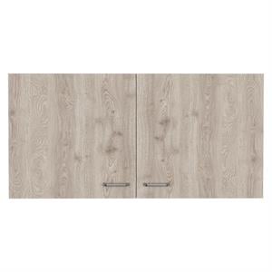 Pemberly Row Two Door Wall Cabinet 39.3in Wide in White and Light Gray