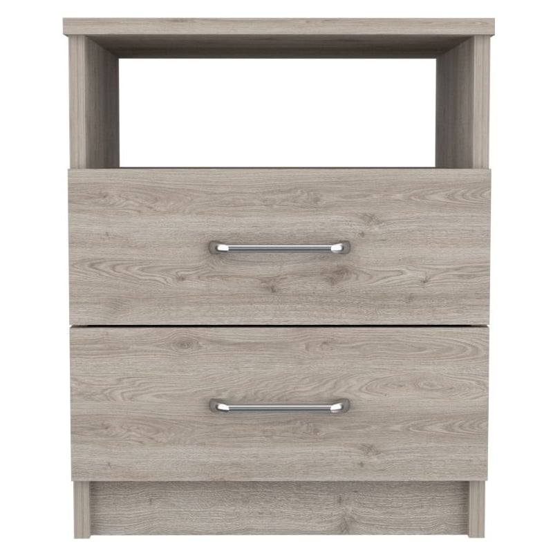 Pemberly Row Nightstand with 2 Drawers 19.9in High in Light Gray