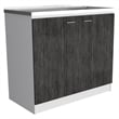 Pemberly Row Utility Sink Base Cabinet 39.3in in White and Smoky Oak
