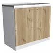 Pemberly Row Utility Sink Base Cabinet 39.3in in White and Light Oak