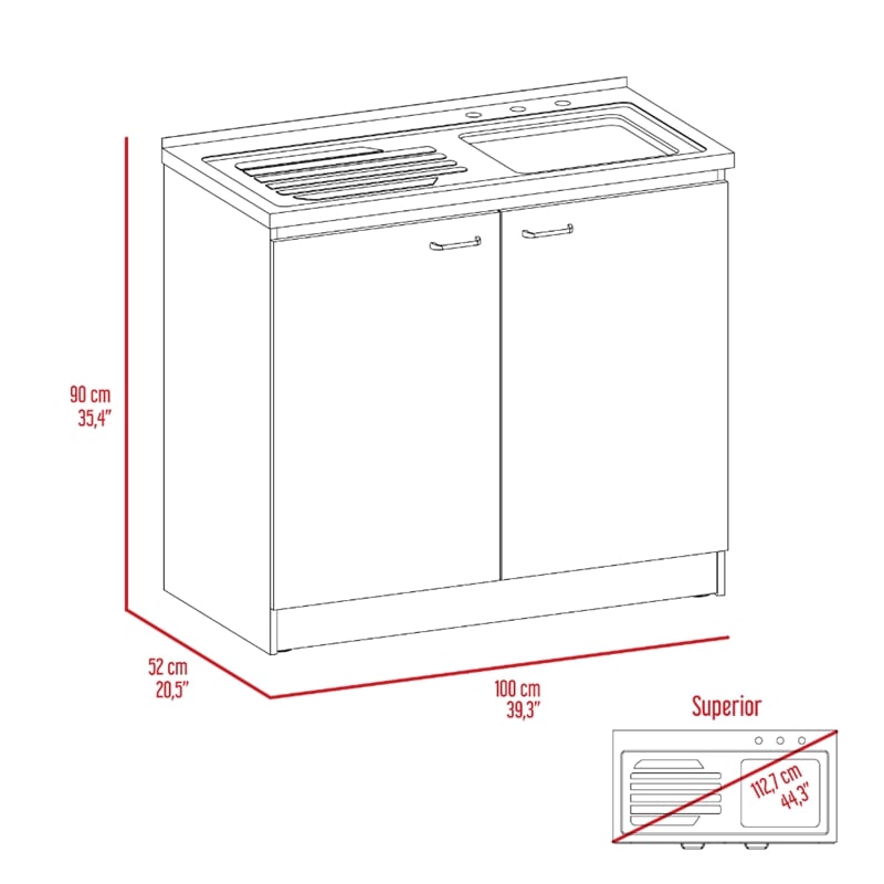 Pemberly Row Utility Sink Base Cabinet 39.3in in White and Light Oak