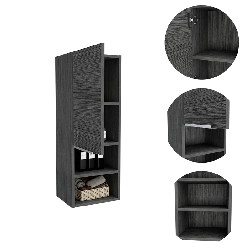 Pemberly Row Bathroom Wall Cabinet 32.17in High in Smoky Oak