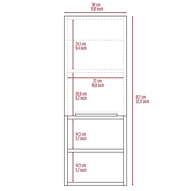 Pemberly Row Bathroom Wall Cabinet 32.17in High in Smoky Oak