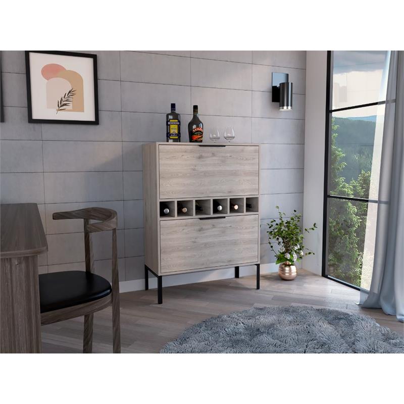 Pemberly Row Bar Cabinet with Wine Storage 43.3in High in Gray