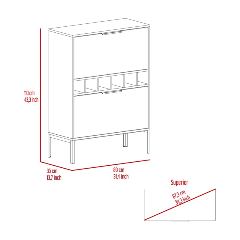 Pemberly Row Bar Cabinet with Wine Storage 43.3in High in Gray