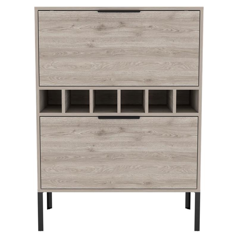 Pemberly Row Bar Cabinet with Wine Storage 43.3in High in Gray