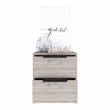 Pemberly Row Compact Nightstand with 2 Drawers 19in High in Gray