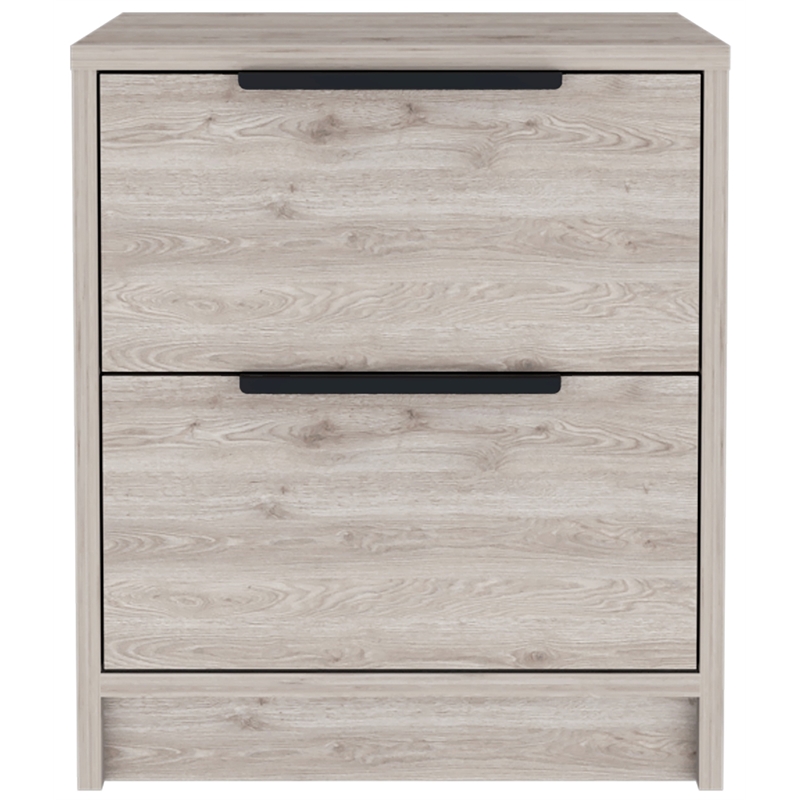 Pemberly Row Compact Nightstand with 2 Drawers 19in High in Gray