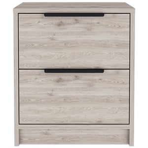 Pemberly Row Compact Nightstand with 2 Drawers 19in High in Gray