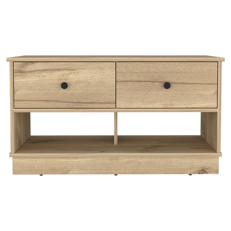 Pemberly Row Entryway Storage Bench with Shoe Shelves in Beige