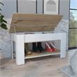 Pemberly Row Lift Top Storage Bench with Shoe Rack 40in in Multi-Color