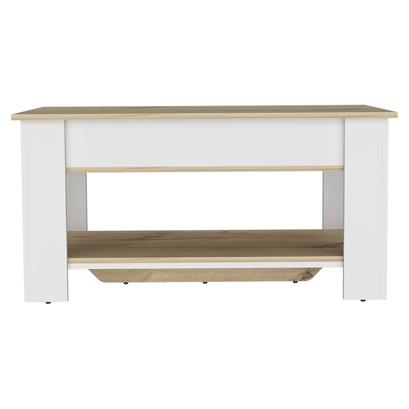 Pemberly Row Lift Top Storage Bench with Shoe Rack 40in in Multi-Color