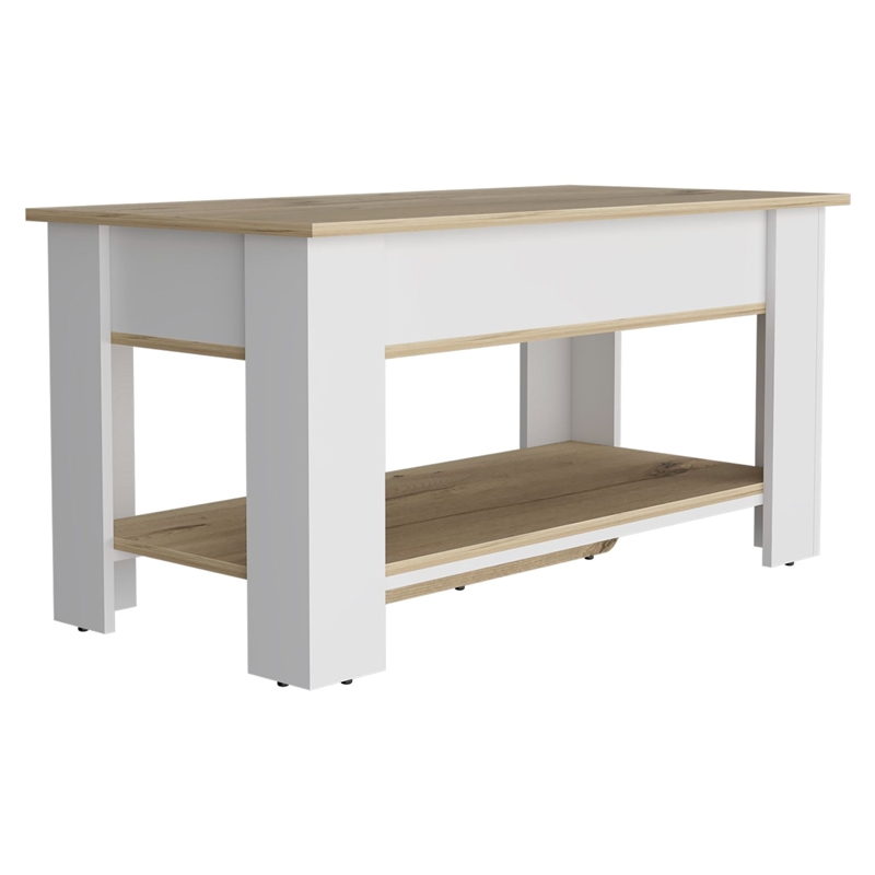Pemberly Row Lift Top Storage Bench with Shoe Rack 40in in Multi-Color