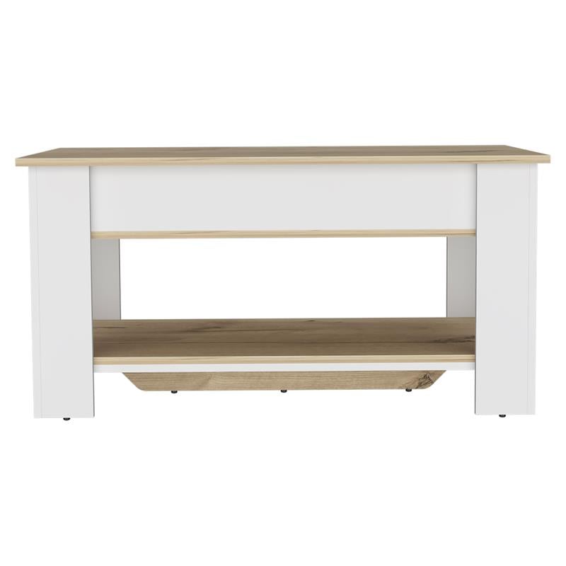 Pemberly Row Lift Top Storage Bench with Shoe Rack 40in in Multi-Color