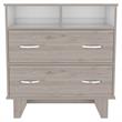 Pemberly Row 2 Drawer Dresser with Shelves 31.5in in Light Gray