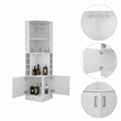 Pemberly Row Corner Bar and Wine Cabinet 71.1in High in White