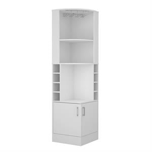 Pemberly Row Corner Bar and Wine Cabinet 71.1in High in White