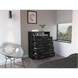 Pemberly Row 4 Drawer Bedroom Dresser with Open Shelf in Black