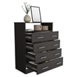 Pemberly Row 4 Drawer Bedroom Dresser with Open Shelf in Black