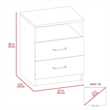 Pemberly Row Bedroom Nightstand with 2 Drawers 19.9in High in White