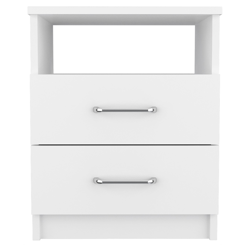 Pemberly Row Bedroom Nightstand with 2 Drawers 19.9in High in White