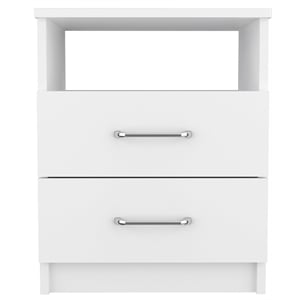 Pemberly Row Bedroom Nightstand with 2 Drawers 19.9in High in White