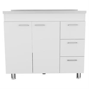 Pemberly Row Kitchen Base Cabinet with Faucet Hole 39.37in in White
