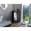 Pemberly Row Mobile Bar Cart with Glass Door Cabinet in Black