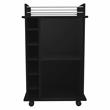 Pemberly Row Mobile Bar Cart with Glass Door Cabinet in Black