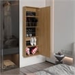 Pemberly Row Wall Mounted Mirrored Shoe Rack 42.4in High in Oak