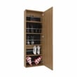 Pemberly Row Wall Mounted Mirrored Shoe Rack 42.4in High in Oak
