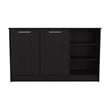 Pemberly Row Kitchen Island with Two Cabinets 59in Wide in Black
