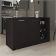 Pemberly Row Kitchen Island with Two Cabinets 59in Wide in Black
